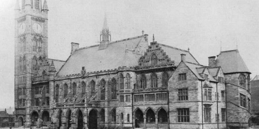 An old photograph of Rochdale Town Hall.