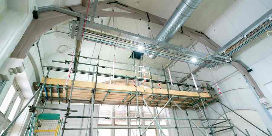 The performance space under construction.