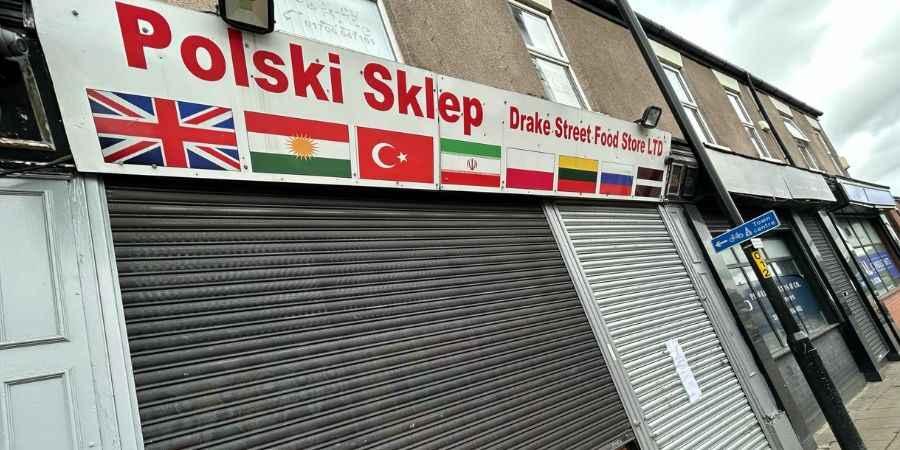 The exterior of the Drake Street Food Store, also known as Polski Sklep.