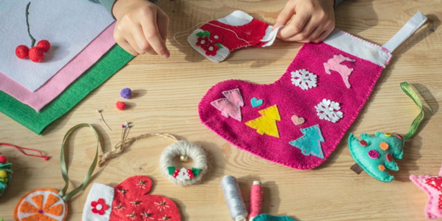 A felt Christmas stocking.