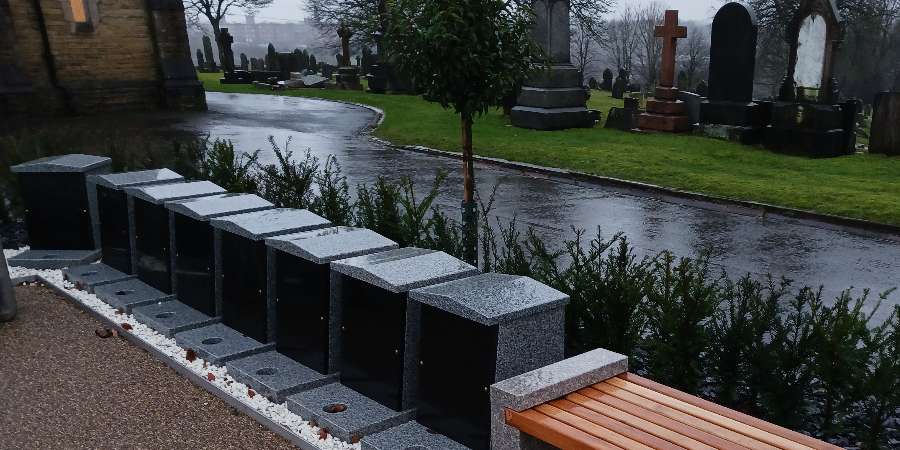 Memorial vaults at Heywood Cemetery.