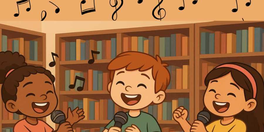 Illustration of children singing.