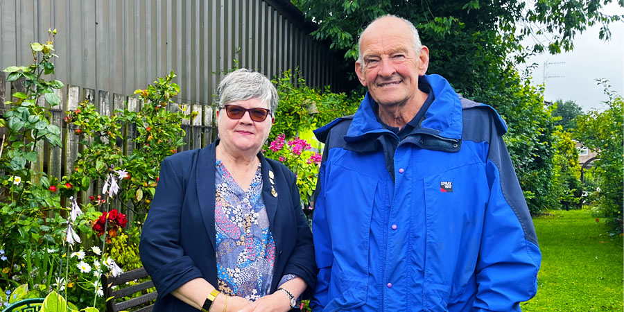 Councillor Janet Emsley with Richard Simpson.