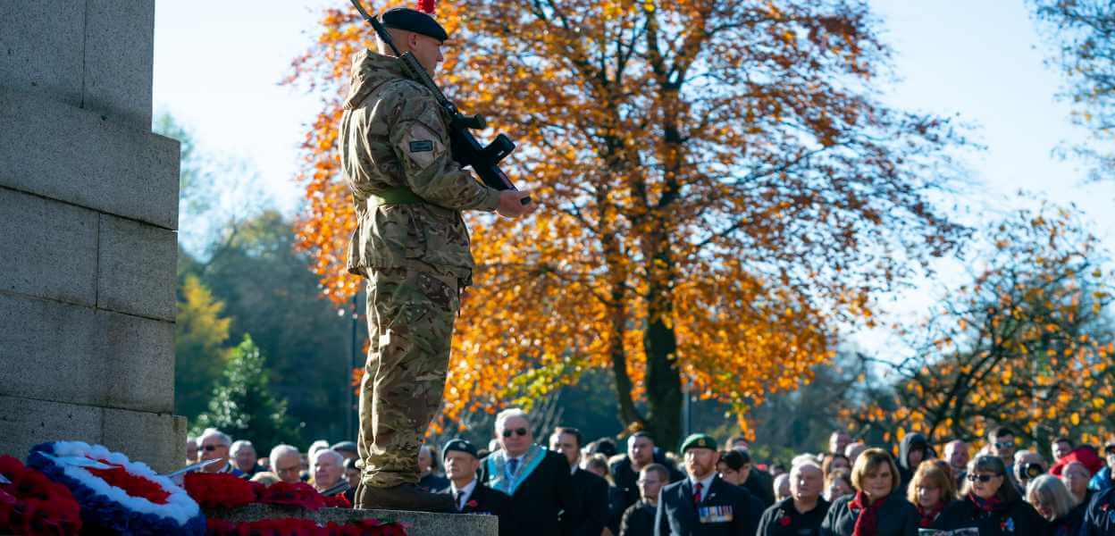 Remembrance service at the Rochdale Cenotaph.