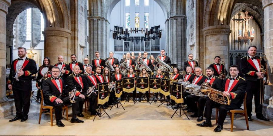 Group portrait of the Black Dyke band.