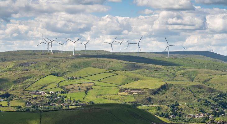 Wind turbines on Scout Moor.