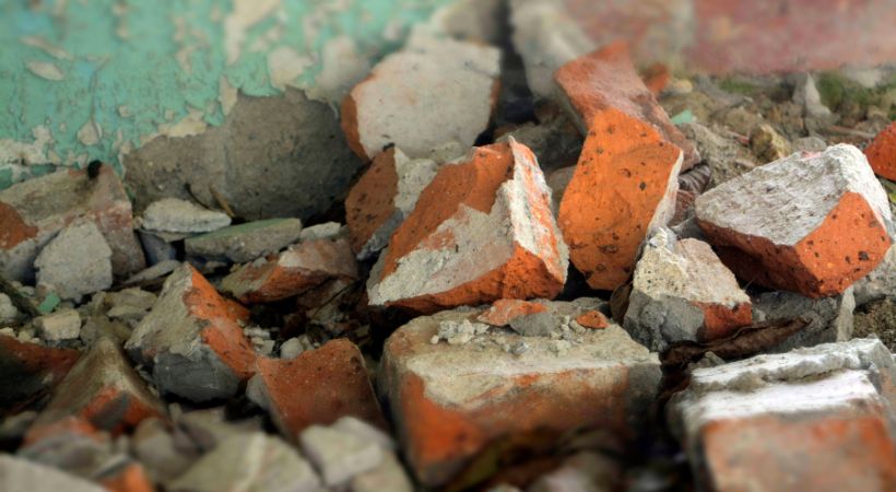 A pile of broken bricks.