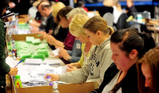 Volunteers counting the votes at the 2022 local elections.