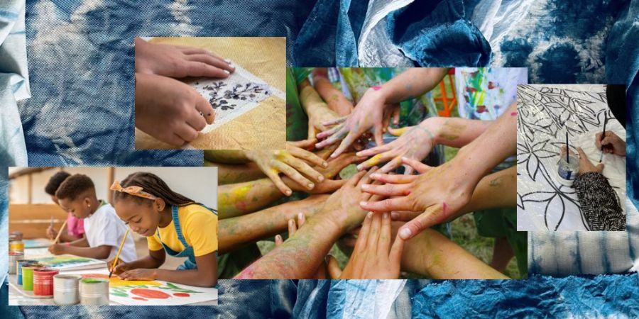 A collage of pictures of children's hands.