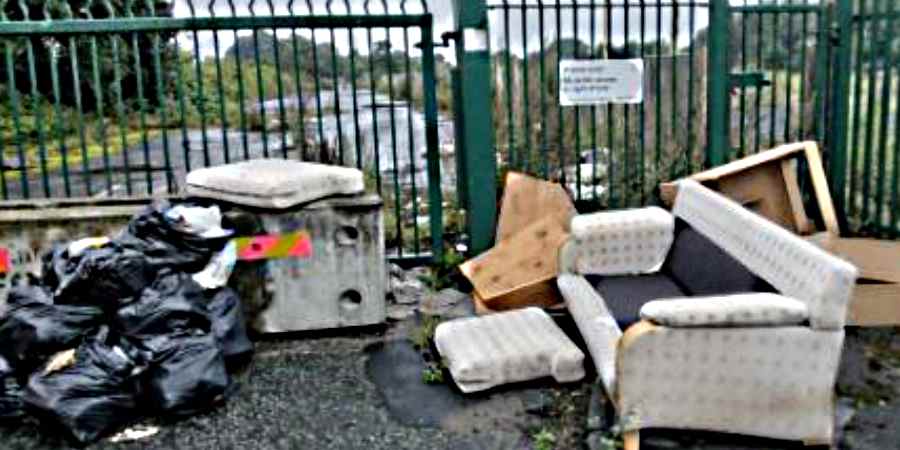 Fly-tipped rubbish.