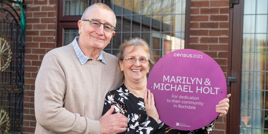 Michael and Marilyn Holt with their Census 2021 plaque.