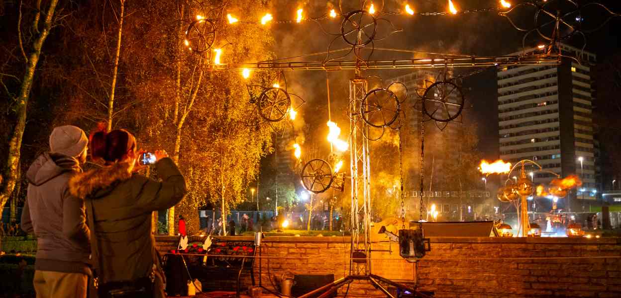 A mechanical installation at Ignite Fire Festival.