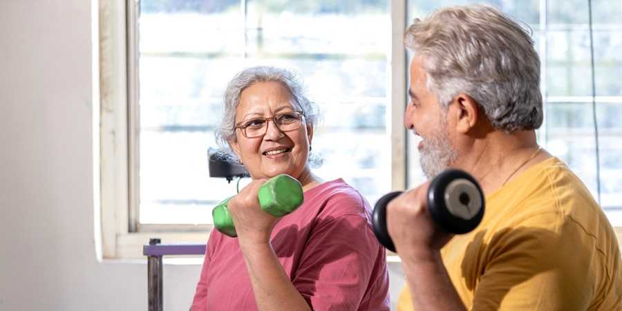 A couple working out.