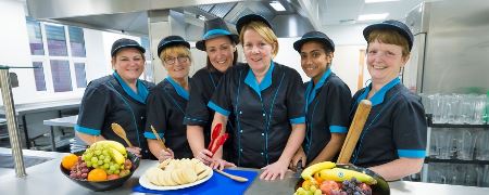 Dinner ladies at Lowerplace Primary School.