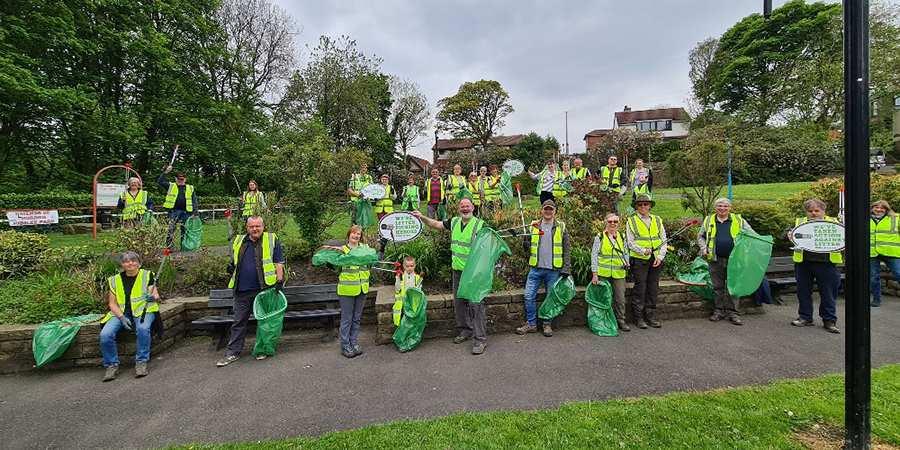 Volunteers take part in The Great British Spring Clean at Norden Jubilee Park.