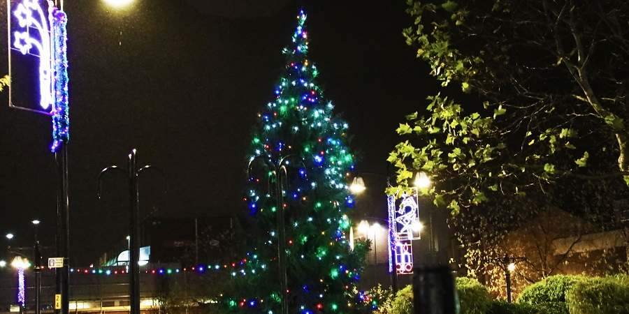 Illuminated Christmas tree in Middleton.