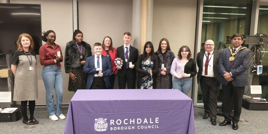 The Mayor of Rochdale with the candidates for Rochdale and Pennines. 
