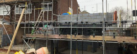 An extension being constructed for a house.