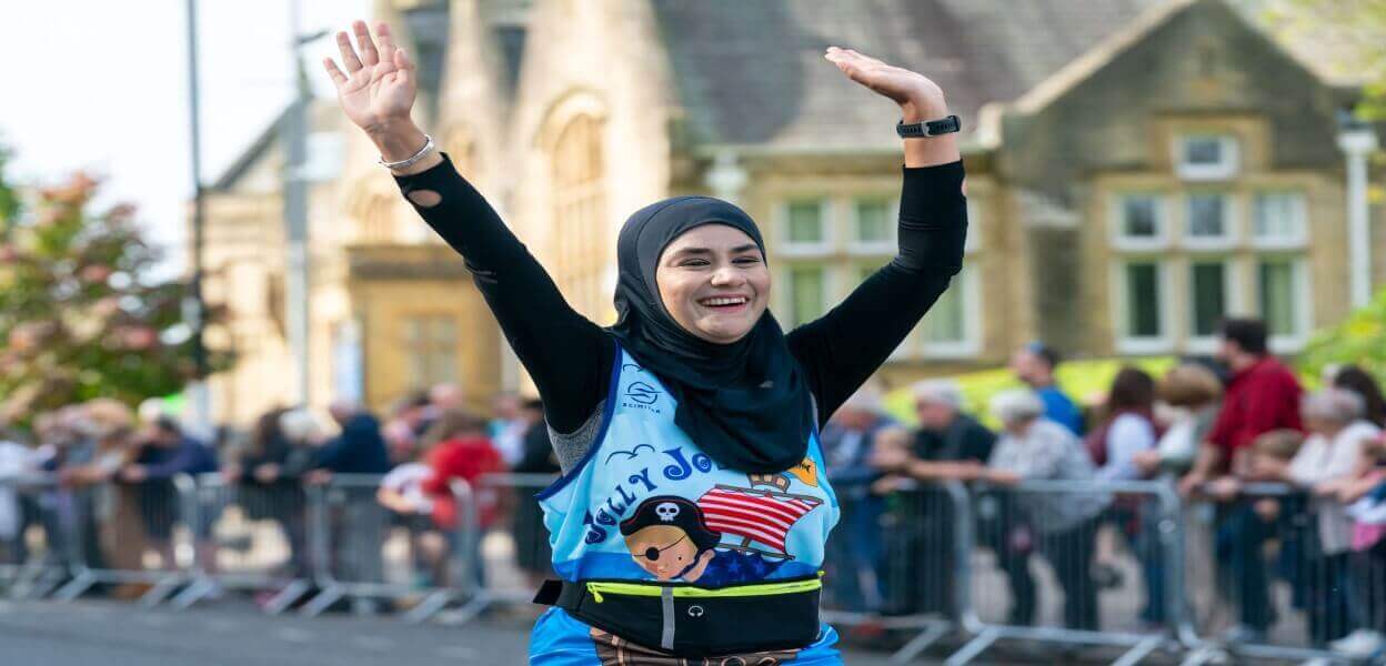 A runner heading for the finish line