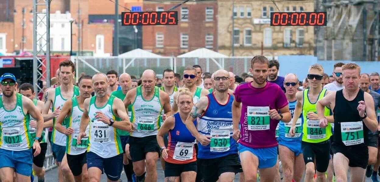 Runners at the start of the marathon.