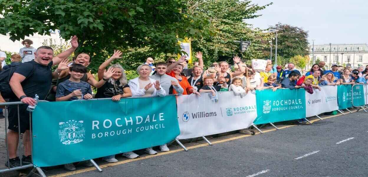 Hundreds of spectators were cheering on the runners