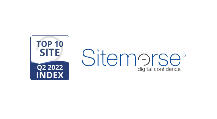 Top 10 site, Q2 2022 INDEX, Sitemorse logo.