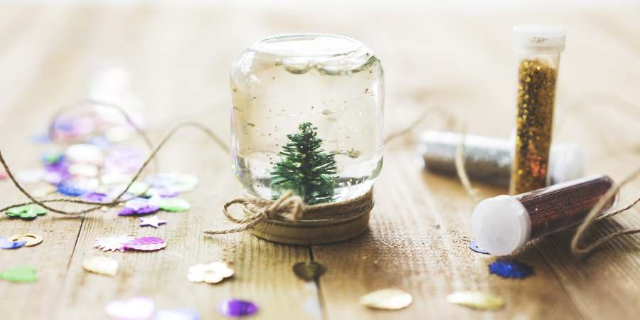 A handmade snow globe.