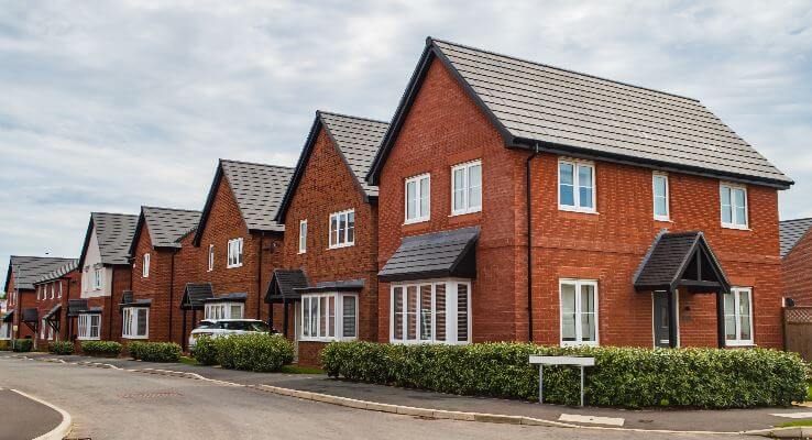 A row of modern houses.