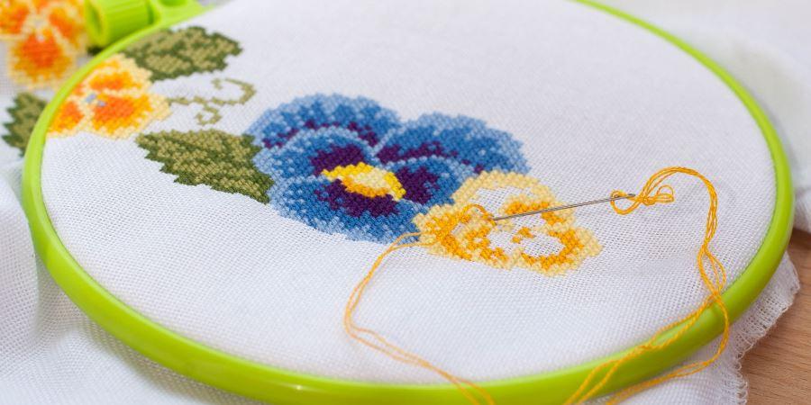A stitched flower pattern.