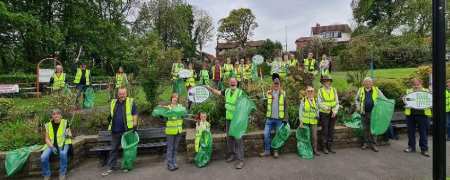 Volunteers take part in The Great British Spring Clean at Norden Jubilee Park.