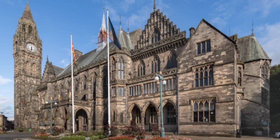 Exterior of Rochdale Town Hall.