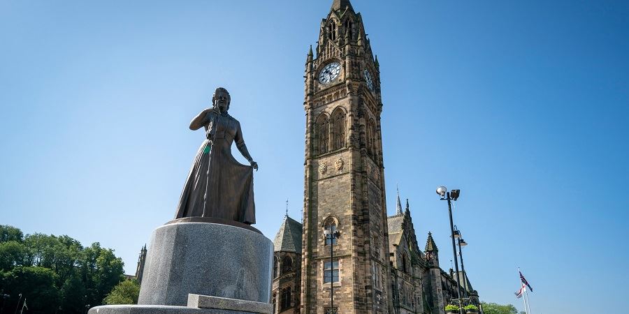 The Gracie Fields statue outside Rochdale Town Hall.