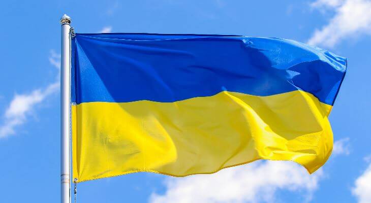 The Ukrainian flag.