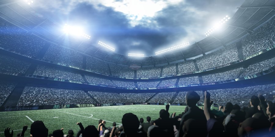 Fans inside a stadium.