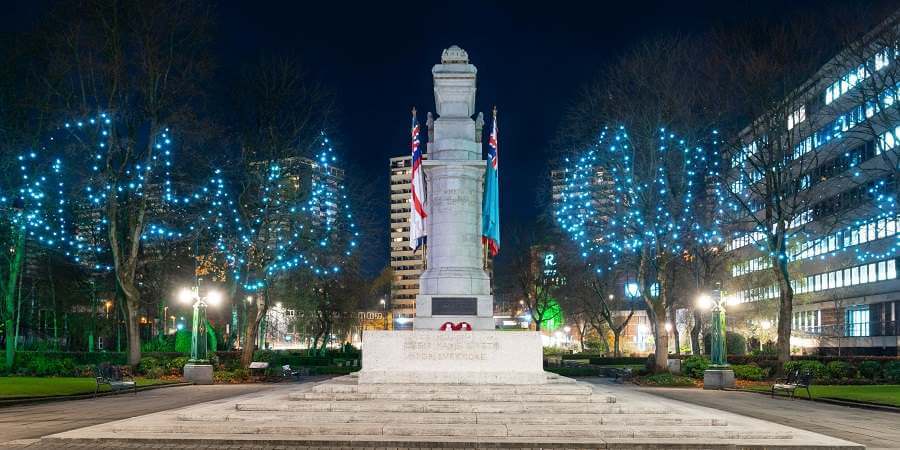Christmas lights on The Esplanade in 2021.