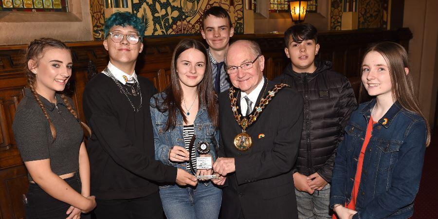 The We Care Film Group with Councillor Billy Sheerin. 